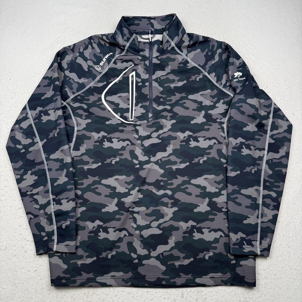 Sunice Pullover Mens 2XL Gray Camo 1/4 Zip Long Sleeve Golf Top Athletic